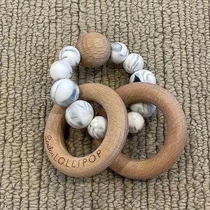 NWOT LouLou Lollipop Bubble Silicone And Wood Teether